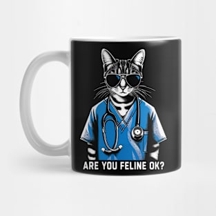 Are You Feline OK? Retro Cat Nurse Gifts Nurse Week Gifts Funny Nurse Mug